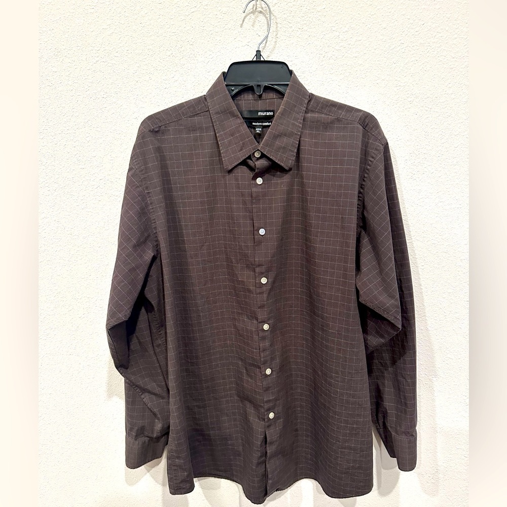 Murano modern comfort long sleeve mens dress shirt, XL.